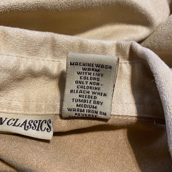 Faux Suede Shirt Womens L Embroidered Floral Y2K Tan Western Boho Cowgirl - Picture 5 of 8